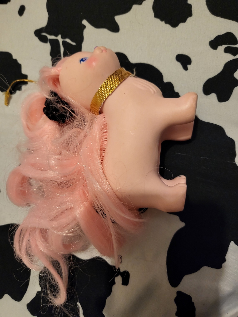 Vintage 80s Toy Lady Lovly Locks Pink Dog Figurine